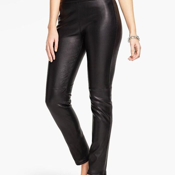Talbots Faux leather black Leggings Size 12P Clubbing Party - Picture 3 of 8